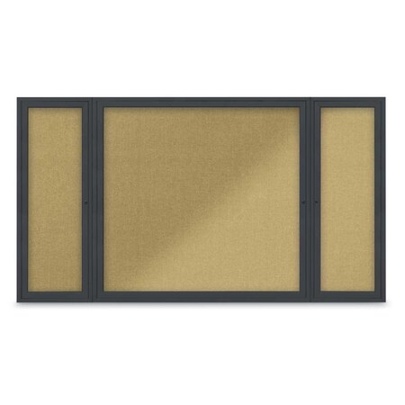 United Visual Products Indoor Enclosed Combo Board, 48"x36", Gold Frame/Black Porcelain & Cloud UVCB4836G-BLKPORC-CLOUD